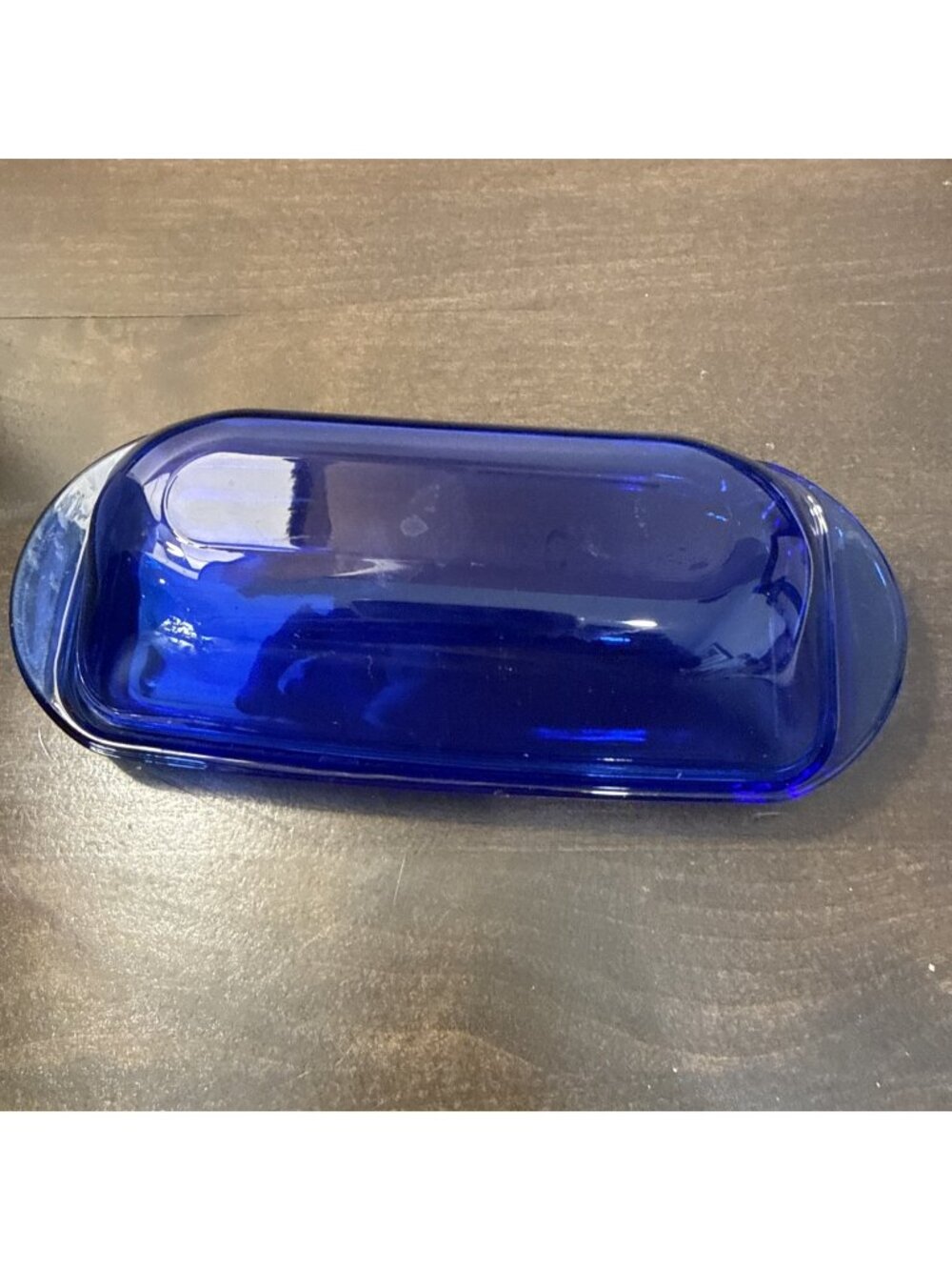 Vintage Anchor Hocking Presence Cobalt Blue Glass Butter Dish & Lid -